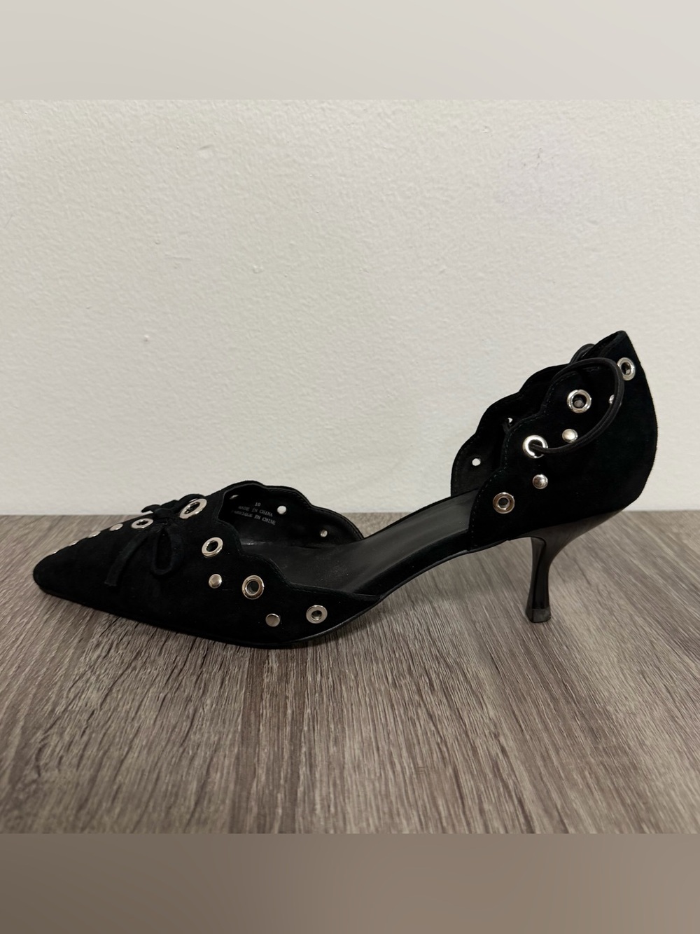 Jeffrey Campbell Pretty In Kitten Heel Pump Black‎ Silver Women Size 10 Grommets